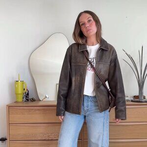 Vintage Eddie Bauer Oversized Leather Jacket